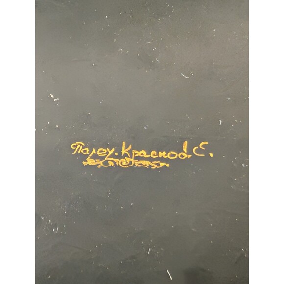 Palekh Lacquer Box 1992 – The Slipper Bashmachka – Signed Krasnov – Hand-Painted - Picture 8 of 10